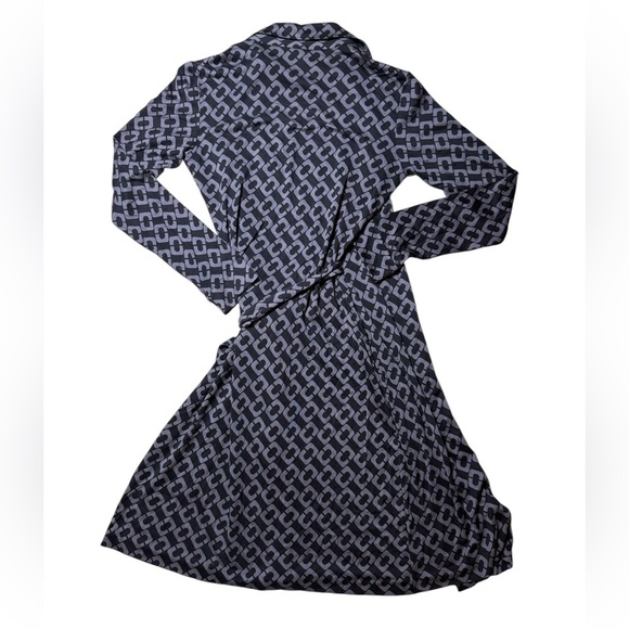 Diane von Furstenberg 100% Silk Wrap Dress Size 2 Gray Geometric Print - Picture 3 of 6
